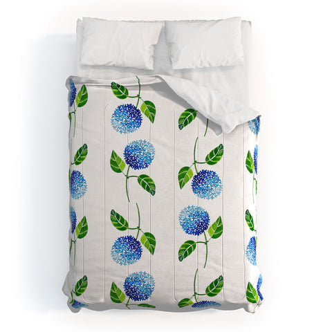 Laura Trevey Blue Hydrangea Bloom Comforter