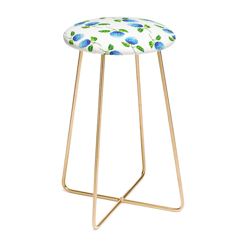 Laura Trevey Blue Hydrangea Bloom Counter Stool