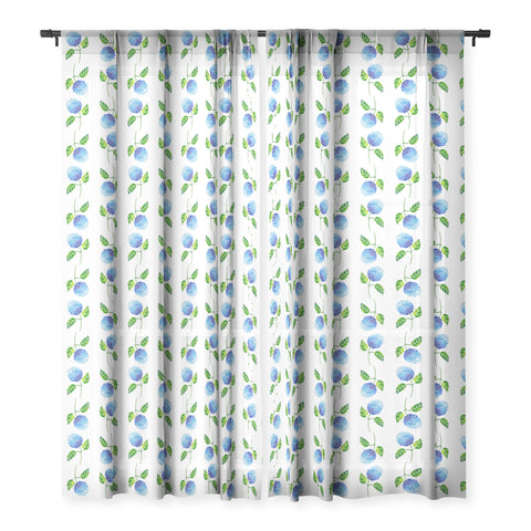 Laura Trevey Blue Hydrangea Bloom Sheer Window Curtain