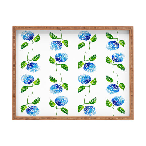 Laura Trevey Blue Hydrangea Bloom Rectangular Tray