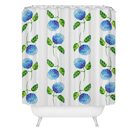 Laura Trevey Blue Hydrangea Bloom Shower Curtain