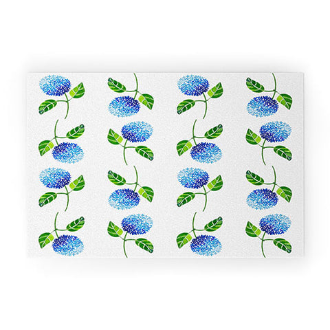 Laura Trevey Blue Hydrangea Bloom Welcome Mat