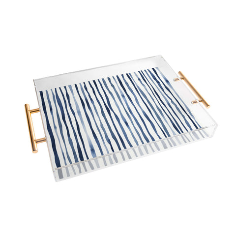 Laura Trevey Blue Watercolor Stripe Acrylic Tray