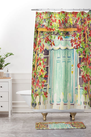 Laura Trevey Bougainvillea Shower Curtain And Mat