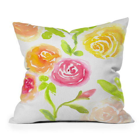 Laura Trevey Candy Colored Blooms Outdoor Throw Pillow