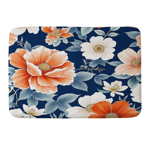 Laura Trevey Classic Floral Navy Memory Foam Bath Mat
