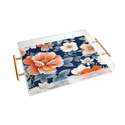 Laura Trevey Classic Floral Navy Acrylic Tray