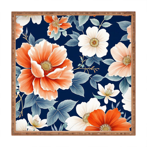 Laura Trevey Classic Floral Navy Square Tray