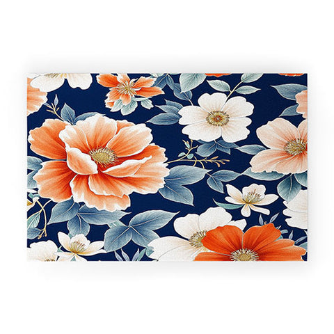 Laura Trevey Classic Floral Navy Welcome Mat