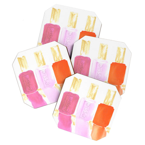 Laura Trevey Essie In Pink Coaster Set