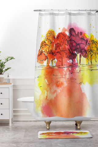 Laura Trevey Golden Hue Shower Curtain And Mat