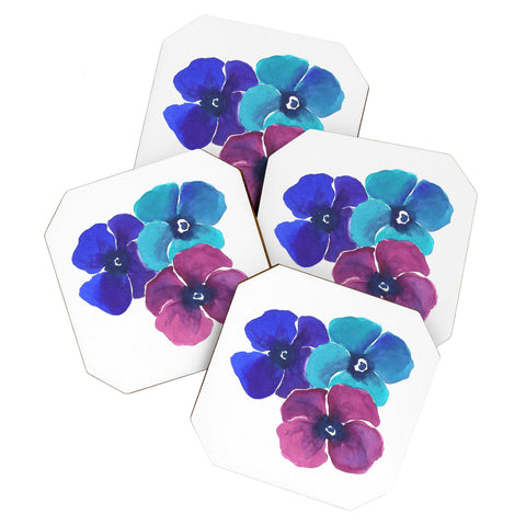 Laura Trevey Jewel Tone Pansies Coaster Set