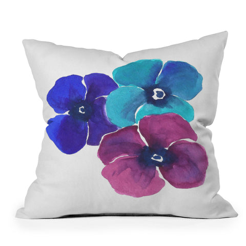 Laura Trevey Jewel Tone Pansies Outdoor Throw Pillow