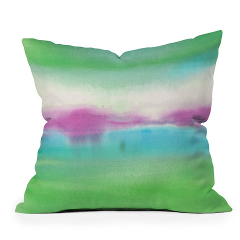 Laura Trevey lime and fuschia Outdoor Throw Pillow