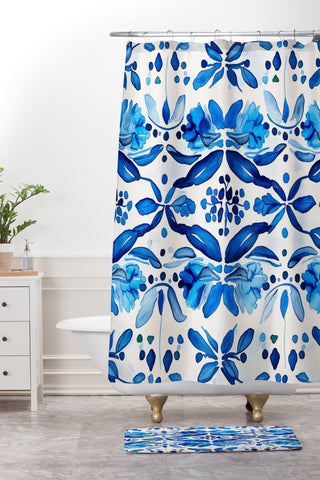 Laura Trevey Madrid Mist Shower Curtain And Mat