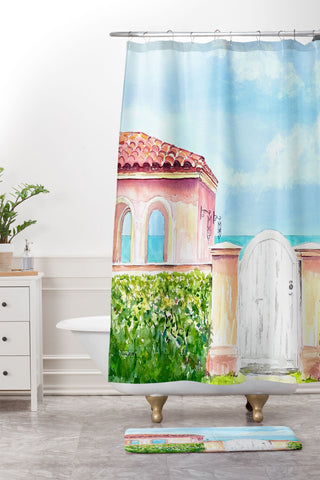 Laura Trevey Mediterranean Revival Shower Curtain And Mat
