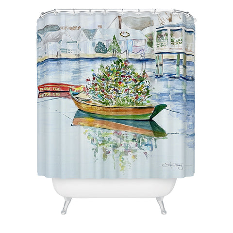 Laura Trevey Nantucket Christmas Shower Curtain