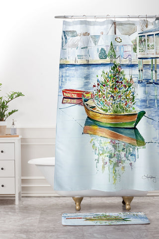 Laura Trevey Nantucket Christmas Shower Curtain And Mat