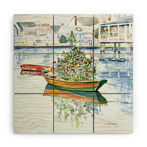 Laura Trevey Nantucket Christmas Wood Wall Mural