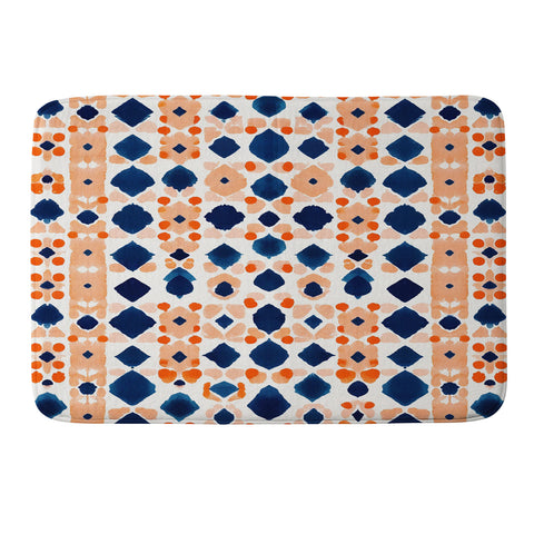 Laura Trevey Navy Orange Checkerboard Memory Foam Bath Mat