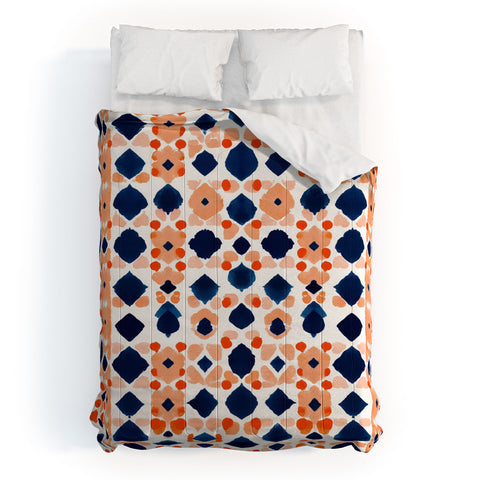 Laura Trevey Navy Orange Checkerboard Comforter