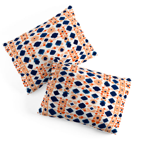 Laura Trevey Navy Orange Checkerboard Pillow Shams