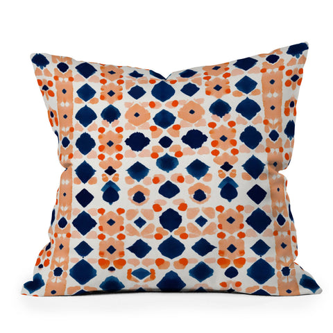 Laura Trevey Navy Orange Checkerboard Throw Pillow