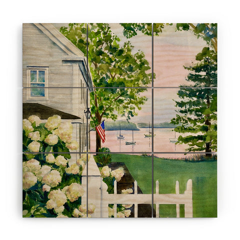 Laura Trevey New England Hydrangea Wood Wall Mural