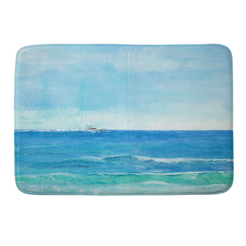 Laura Trevey Ocean Blue Seascape Memory Foam Bath Mat