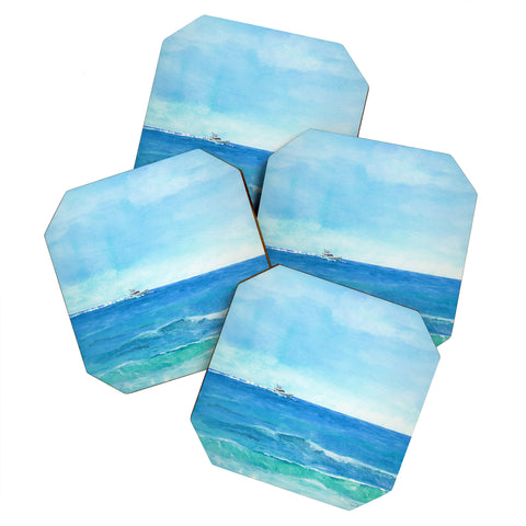 Laura Trevey Ocean Blue Seascape Coaster Set