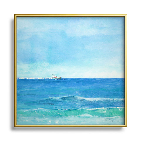 Laura Trevey Ocean Blue Seascape Square Metal Framed Art Print