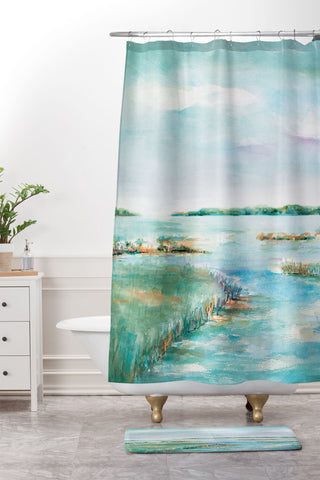 Laura Trevey On The Marsh Shower Curtain And Mat