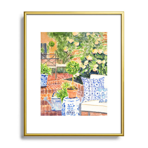 Laura Trevey On The Terrace Metal Framed Art Print