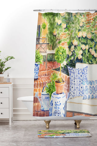 Laura Trevey On The Terrace Shower Curtain And Mat