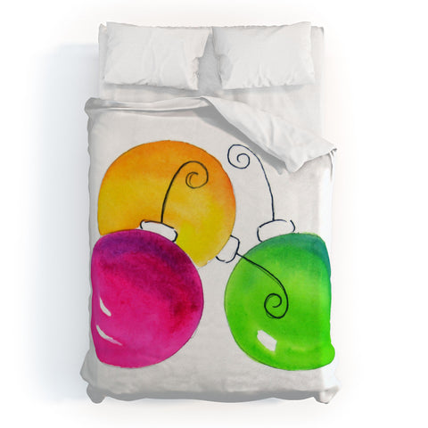 Laura Trevey Pink And Green Holiday Duvet Cover