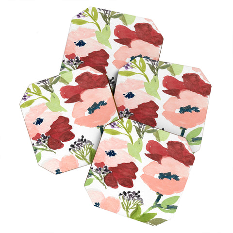 Laura Trevey Pink Poppies Coaster Set
