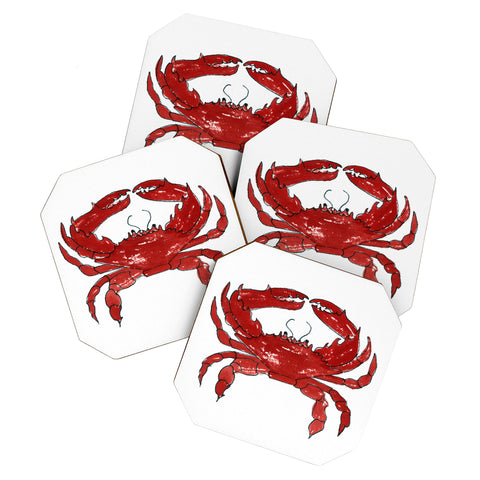 Laura Trevey Red Crab Coaster Set