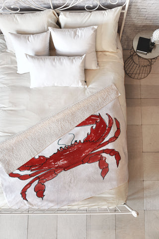 Laura Trevey Red Crab Fleece Throw Blanket