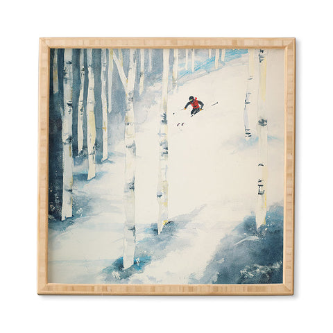 Laura Trevey Snow Skiing Framed Wall Art
