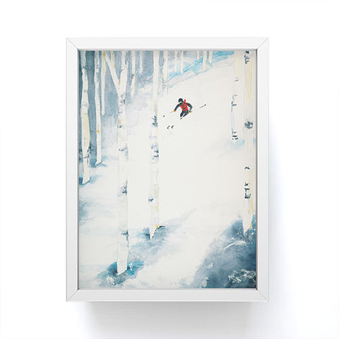 Laura Trevey Snow Skiing Framed Mini Art Print
