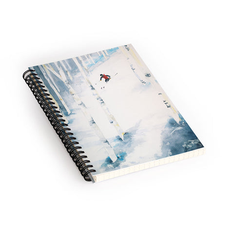 Laura Trevey Snow Skiing Spiral Notebook