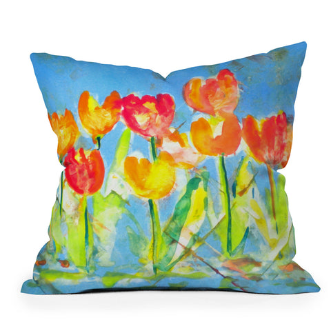 Laura Trevey Spring Tulips Outdoor Throw Pillow