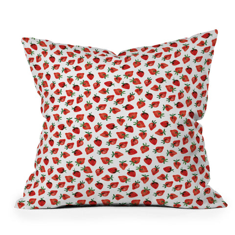 Laura Trevey Strawberry Red Outdoor Throw Pillow