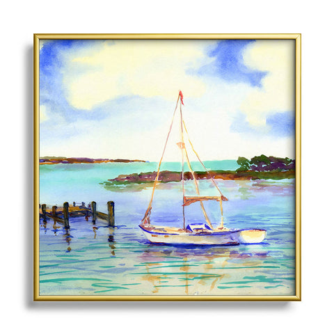 Laura Trevey Summer Sail Square Metal Framed Art Print