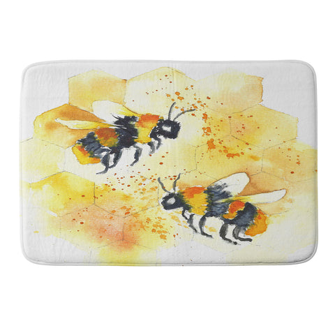 Laura Trevey Two Honey Bees Memory Foam Bath Mat