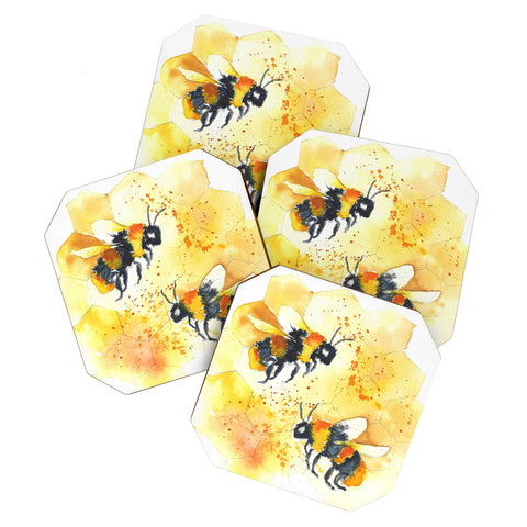 Laura Trevey Two Honey Bees Coaster Set