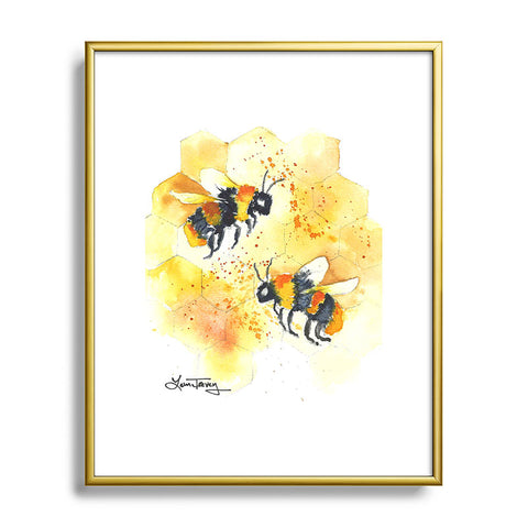 Laura Trevey Two Honey Bees Metal Framed Art Print