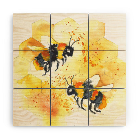 Laura Trevey Two Honey Bees Wood Wall Mural