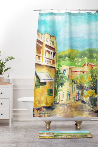Laura Trevey Valldemossa Village Shower Curtain And Mat