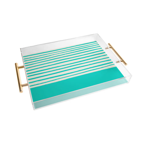 Leah Flores Aqua x Stripes Acrylic Tray